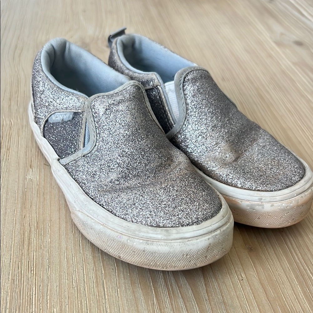 Vans Silver Sparkly Slip-On Sneakers